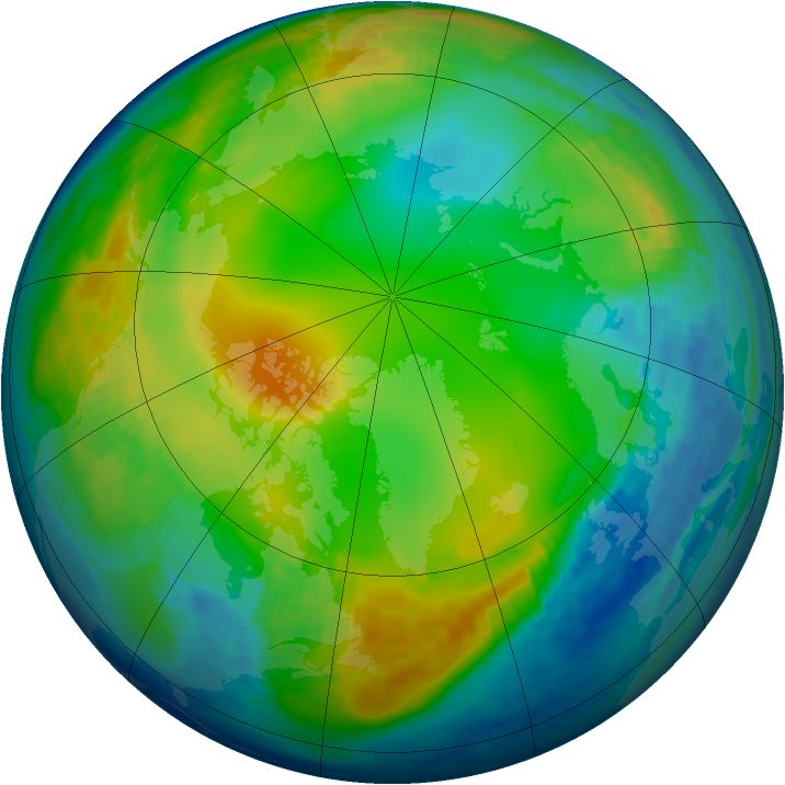 Arctic ozone map for 21 January 1993